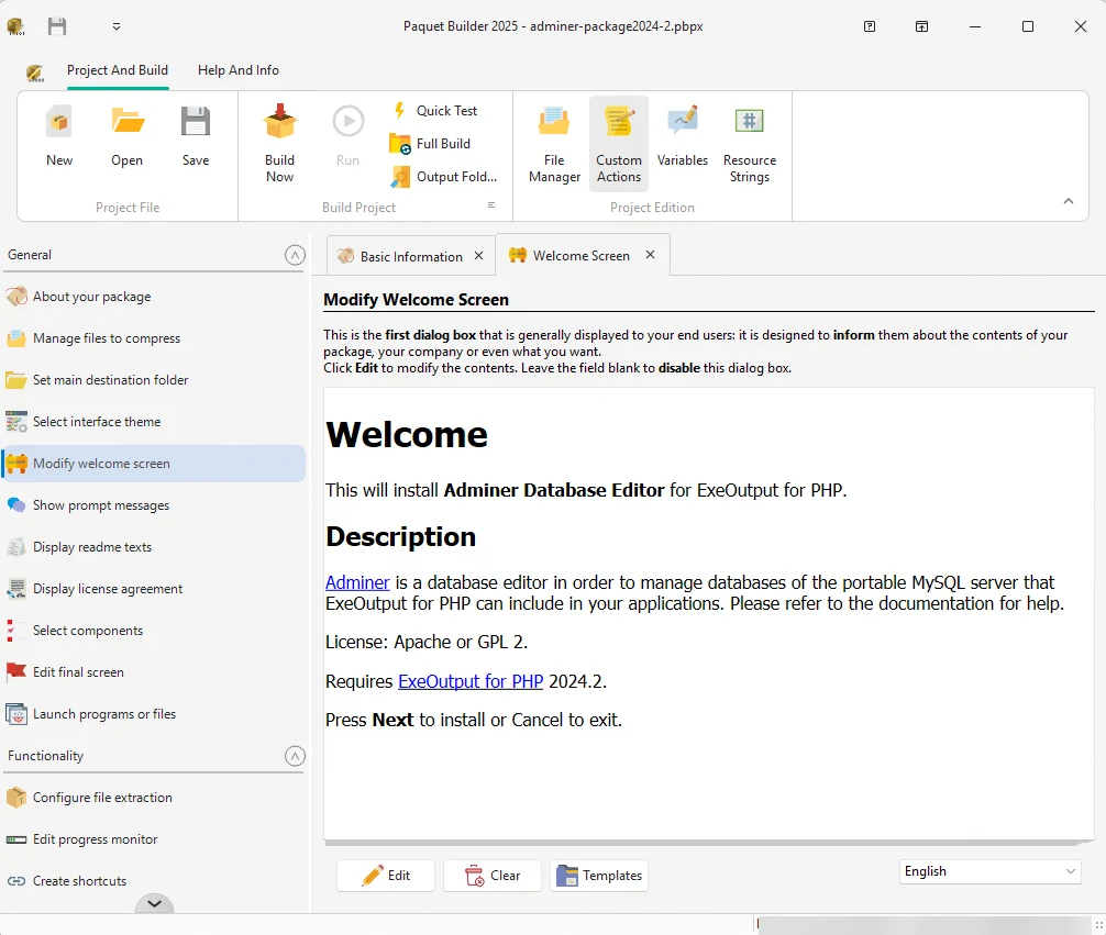 Paquet Builder installer creator
