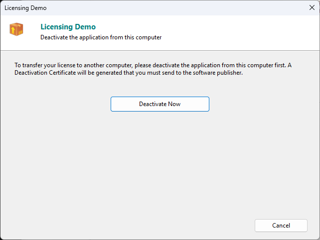 Manual Deactivation Dialog