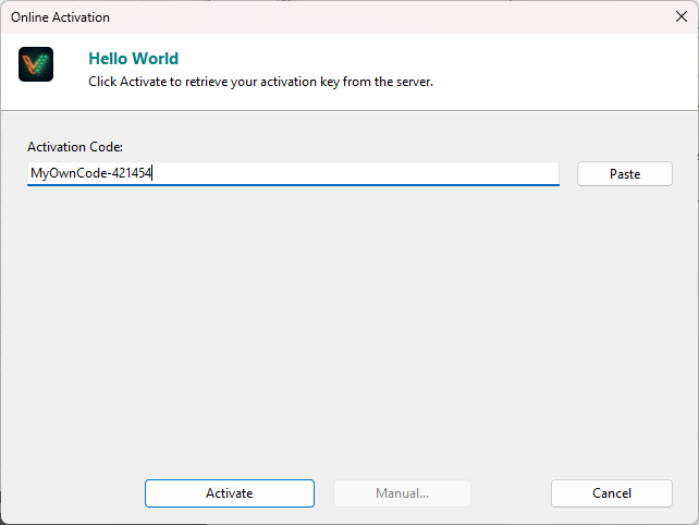 End-user online activation dialog