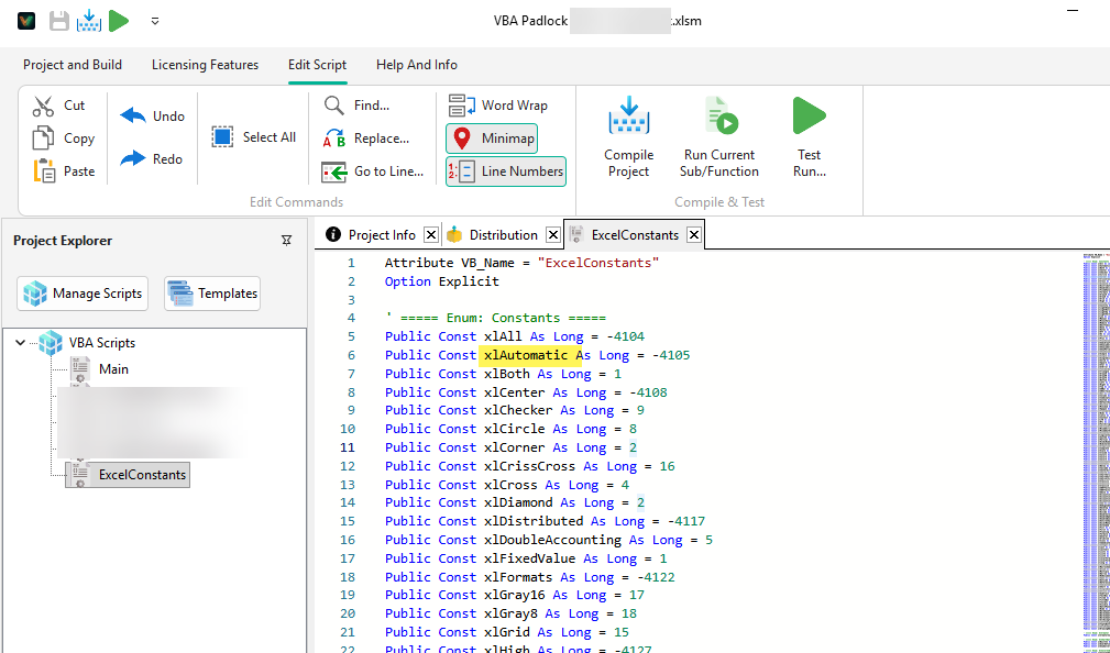 Using the References directive to import WordConstants