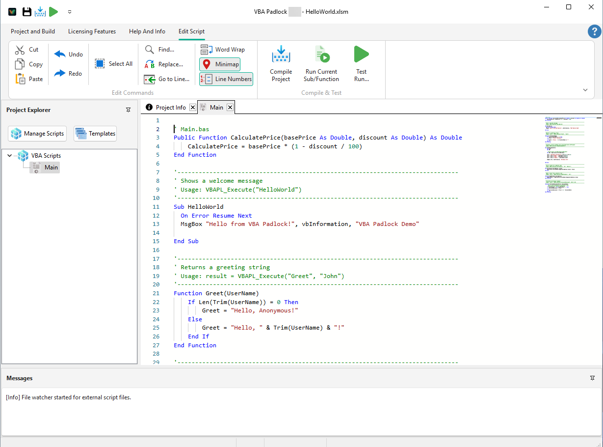 VBA Padlock Studio code editor with VBA source code