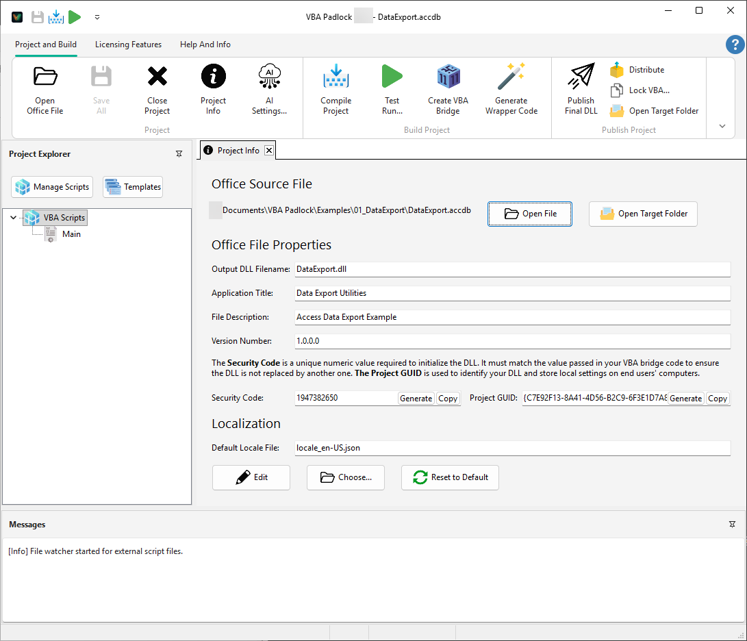 Project Information Settings