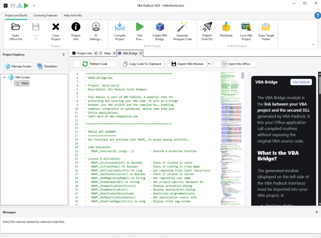 VBA Bridge module auto-generated by VBA Padlock