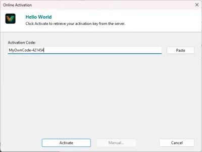 Online activation — automatic key validation via the internet