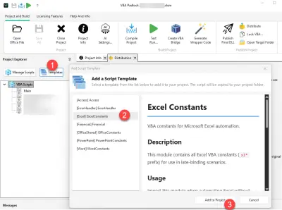 Script Templates — insert ready-to-use code snippets