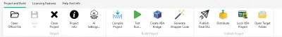 Project & Build ribbon tab — the primary workflow toolbar