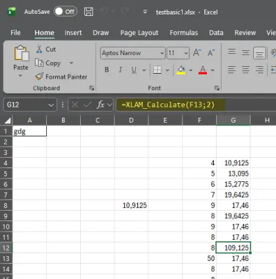 Excel — custom worksheet function powered by compiled code