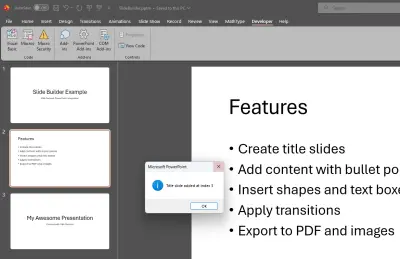 PowerPoint — slides built by a protected add-in